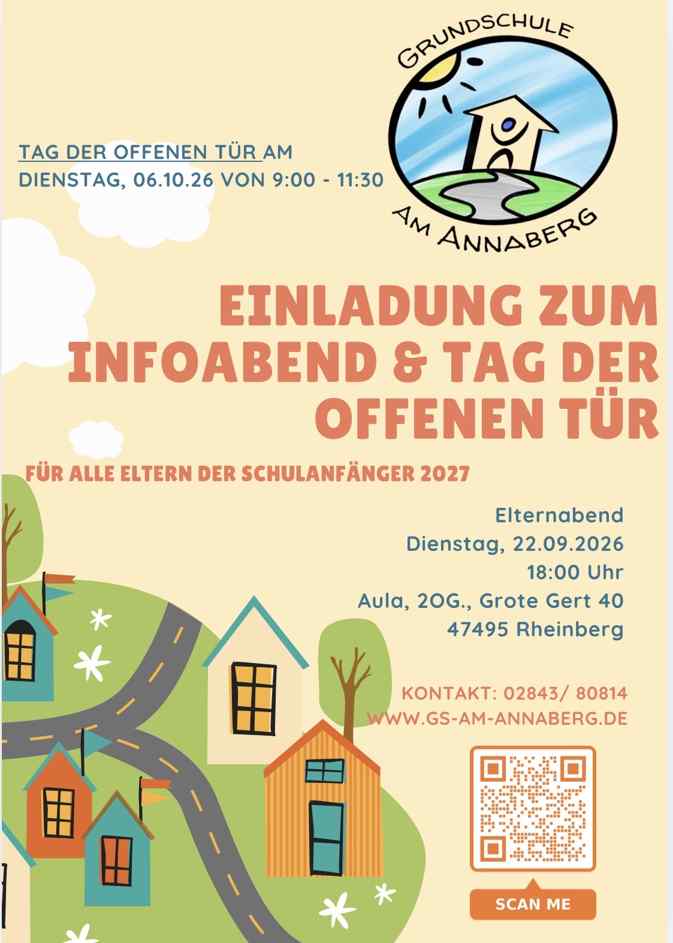Einladung zum Infoabend und Tag der offenen Tür für Eltern der Schulanfänger 2027